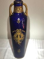 VASE PORCELAINE DE LIMOGES, BLEU COBALT ET OR/ 1910
