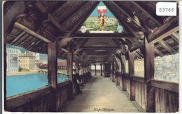 Luzern - Kapellbrücke von innen - animee - Litho