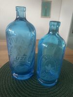 2 blaue Glasflaschen VIVIS & CO Luzern