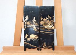 Antikes lackiertes Holzbild - Ancien tableau en bois laqué