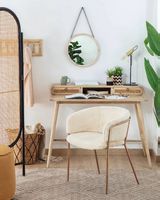 NEU - Kave Home Esszimmerstuhl Runnie Fell weiss Kupfer