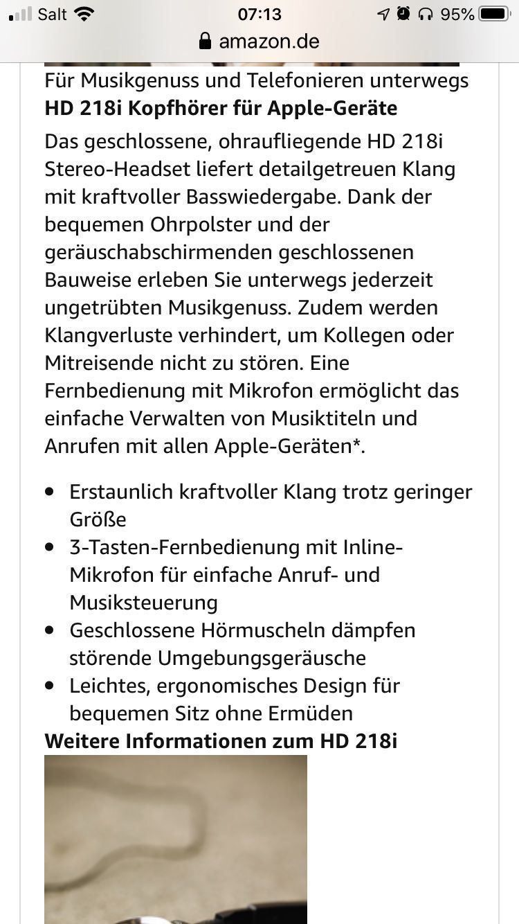 Sennheiser Cuffie: SENHEISER HD 218i Kopfhörer – Usato da Mauren venduto da SB1606 3