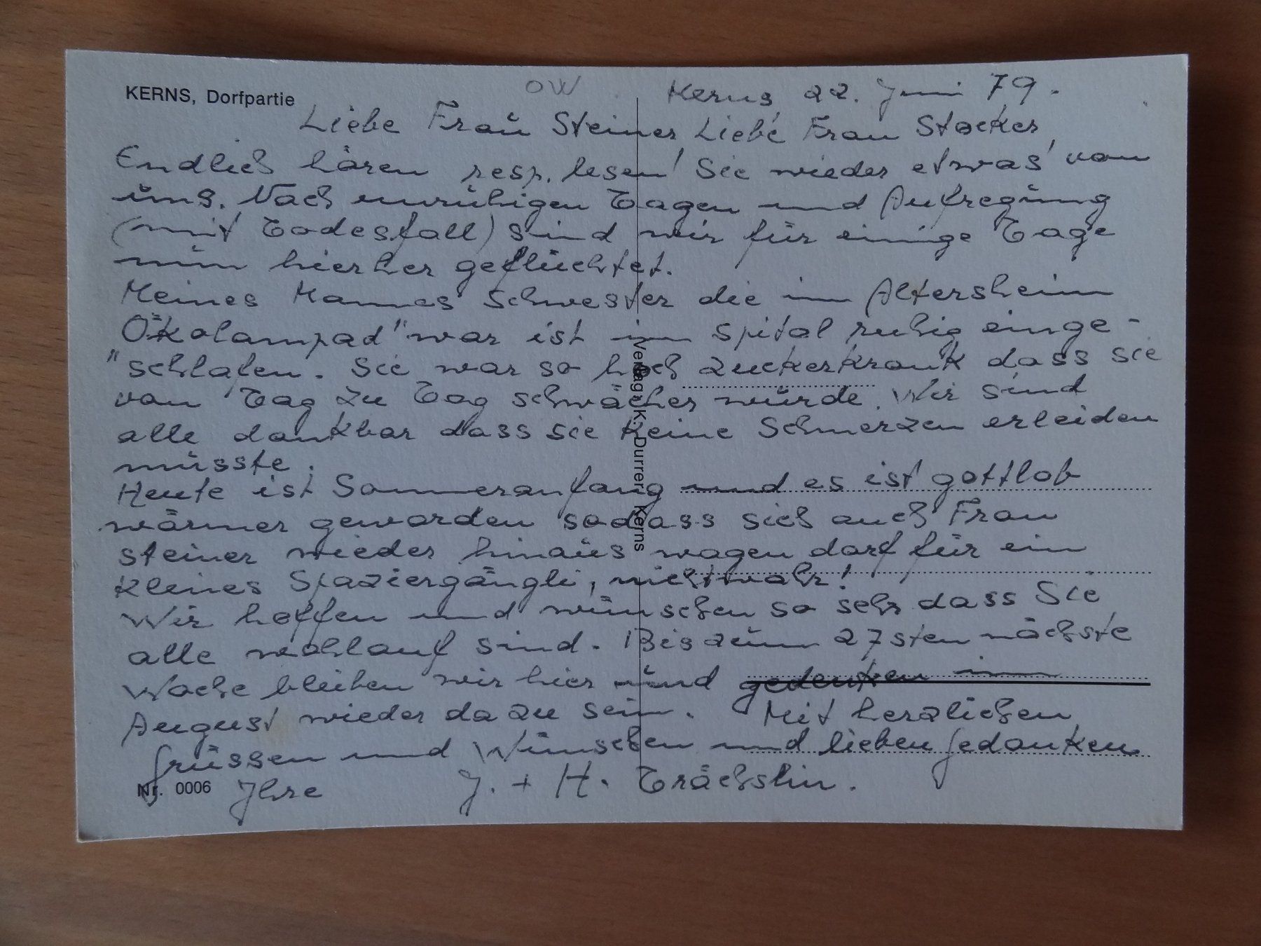 Ansichtskarten: Kerns - Dorfpartie - OW - 1979 – Gebraucht aus St Léonard von Riglin 1