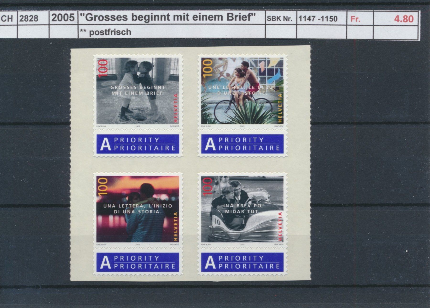 Alle Briefmarken: 2005 "Grosses beginnt mit einem Brief", ** postfrisch – Neu (gemäss Beschreibung) aus Winterthur von Zupogeru