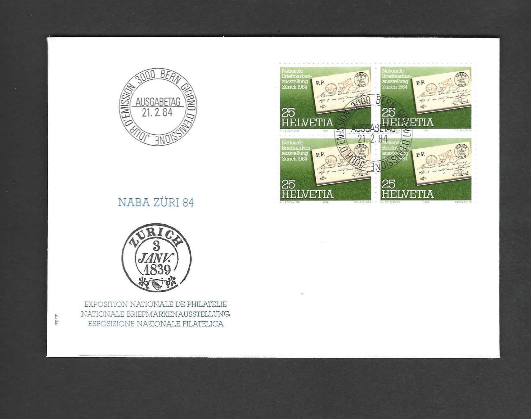 Tutti i francobolli: CH FDC Viereblock 1984 – Nuovo e nell'imballaggio originale da Koblenz venduto da Markenhimmel