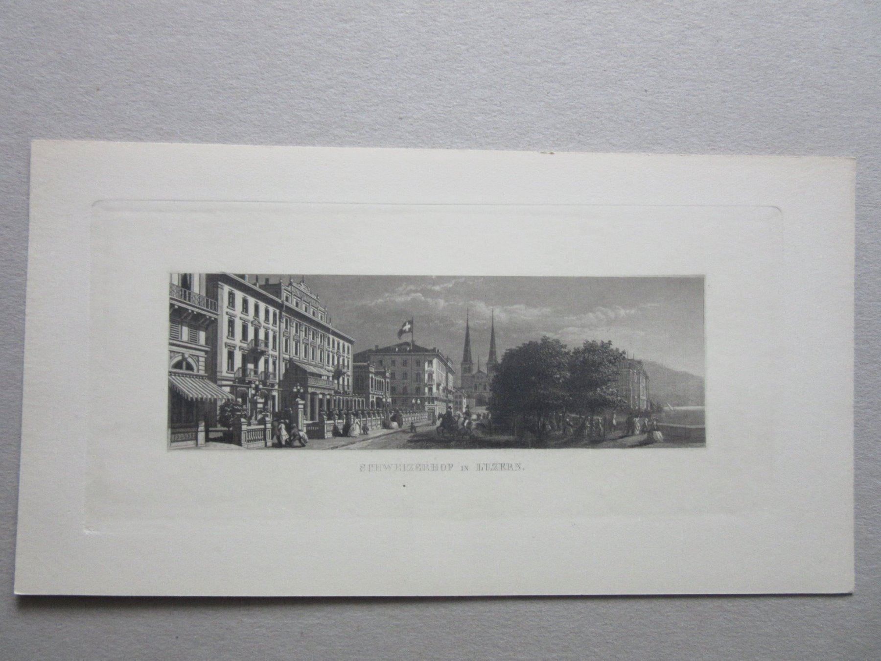 Incisioni: LUZERN SCHWEIZERHOF   AQUATINTA – Usato da Gersau venduto da grafik-kunst 1