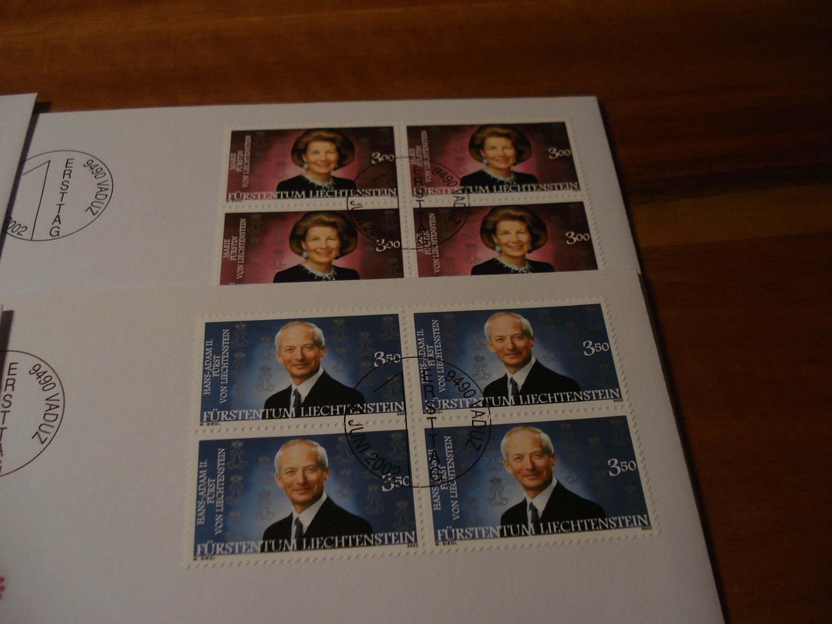 Tutti i francobolli: Liechtenstein 2002, Porträts, FDC Satz, Einzel + 4erbl – Usato da Niederwil AG venduto da morostahu
