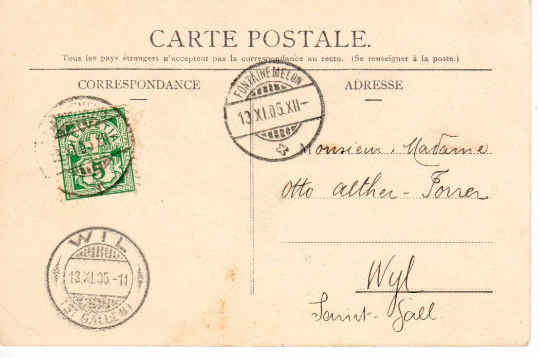 Cartoline postali: Souvenir de Cernier 1905 – Usato da Wolhusen venduto da Curver9 1