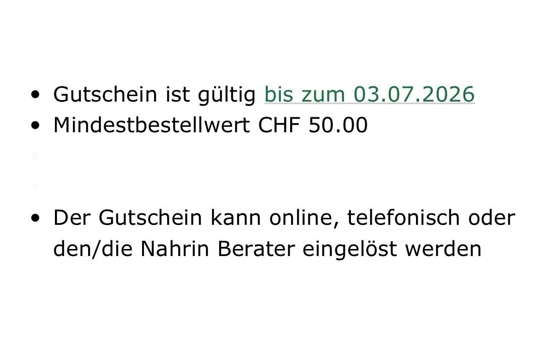 Buoni: Nahrin 15% Rabatt Gutschein – Nuovo e nell'imballaggio originale da Zürich venduto da Marcel_2202 1
