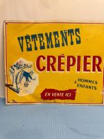 Plaque émaillée ancienne publicitaire CRÉPIER - Vêtements