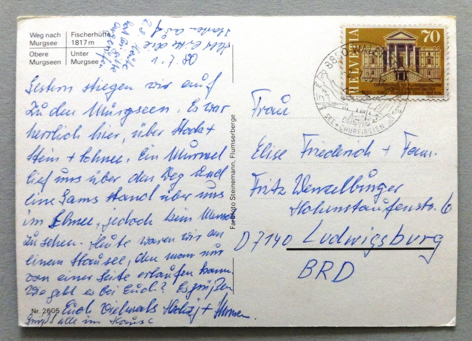 Cartoline postali: Murgsee – Usato da Fétigny venduto da Billy2miny 1