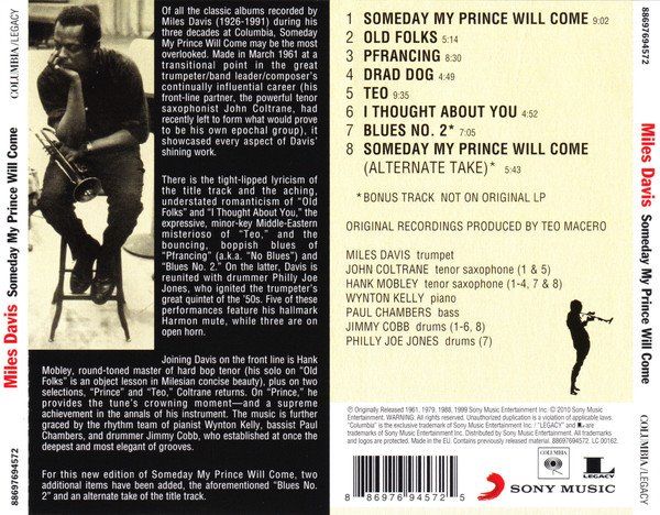 CD: Davis Miles: Someday my prince will come CD – Nuovo e nell'imballaggio originale da Steinhausen venduto da Vilivinili 1
