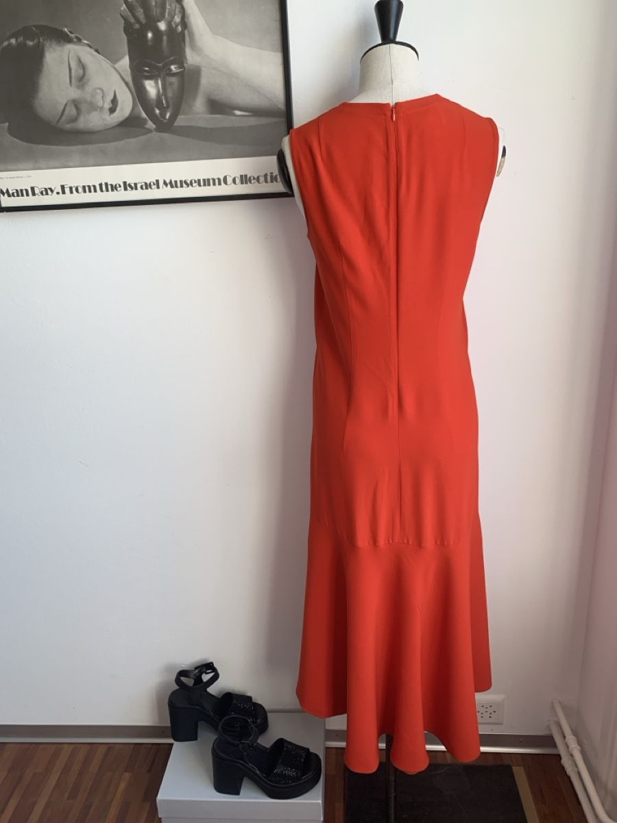 Akris Vestiti: AKRIS: Elegantes,  langes, rot-oranges Sommer-Kleid, 34 – Nuovo (secondo la descrizione) da Luzern venduto da paulablue 2