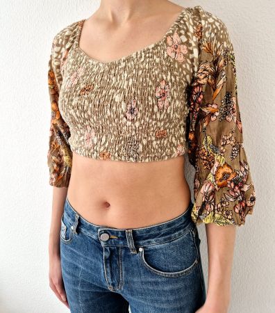 TUNIKA SHIRT S 36 AUS INDIEN CROP , TOP zu JEANS ROCK HOSE