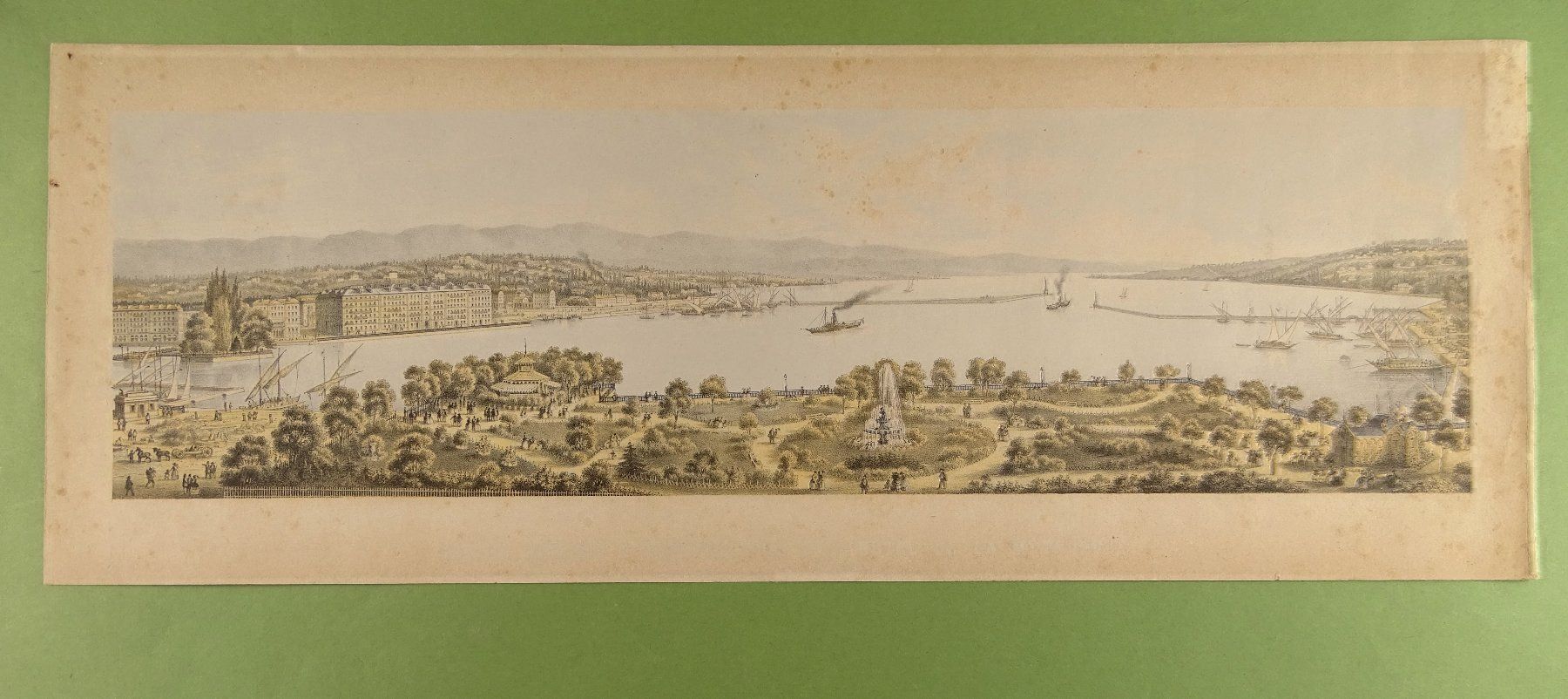 Incisioni: GENF, GENÈVE, LITHOGRAPHIE UM 1850 – Usato da Grüningen venduto da Kartensammler 1