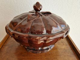 Antike braune Terrine - Manganglasur - ca. 1850