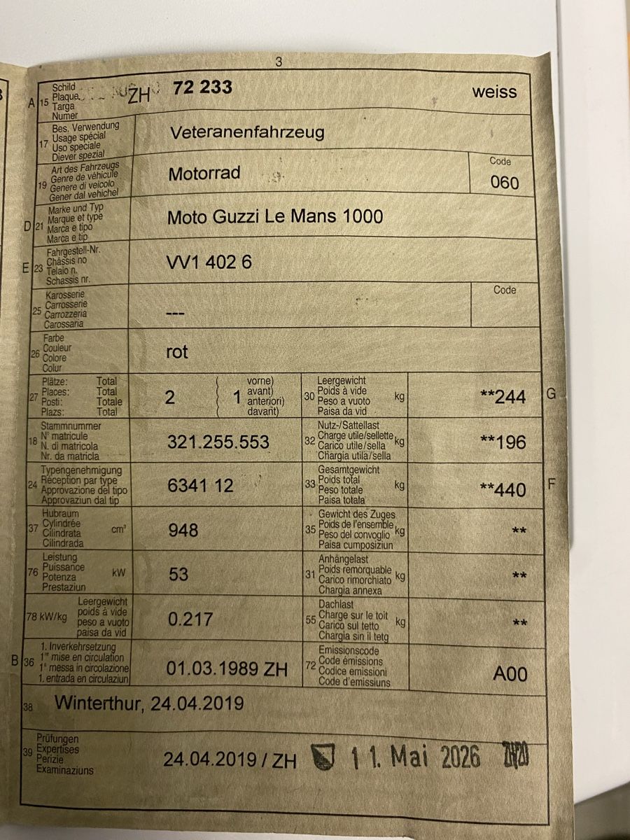 Moto Guzzi Strada: Moto Guzzi Le Mans 1000 – Usato da Waltalingen venduto da Plouda 9