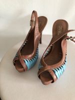 Escarpins slingback en cuir marron et turquoise Guess 36