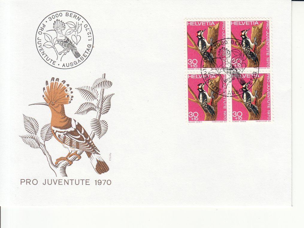 Alle Briefmarken: SBK J232 - J235 im 4er-Block FDC – Gebraucht aus Bürglen TG von StampGraf 3