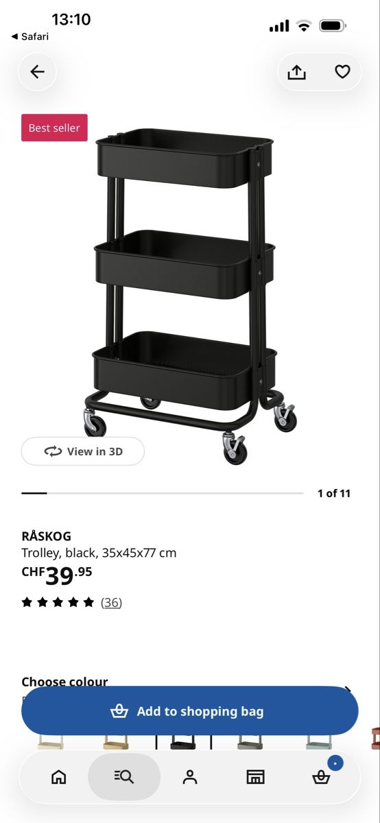 Ikea Möbel & Einrichtung: IKEA RASKOG Trolley Black 35x45x77 cm – Neu (gemäss Beschreibung) aus Effretikon von expiredrice 1