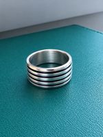 Ringe Silber Echtes 925 Bandring mit Rillen-Muster (Unisex