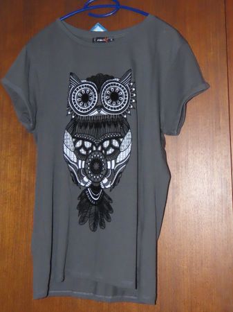 T-shirt hibou gris taille XL neuf