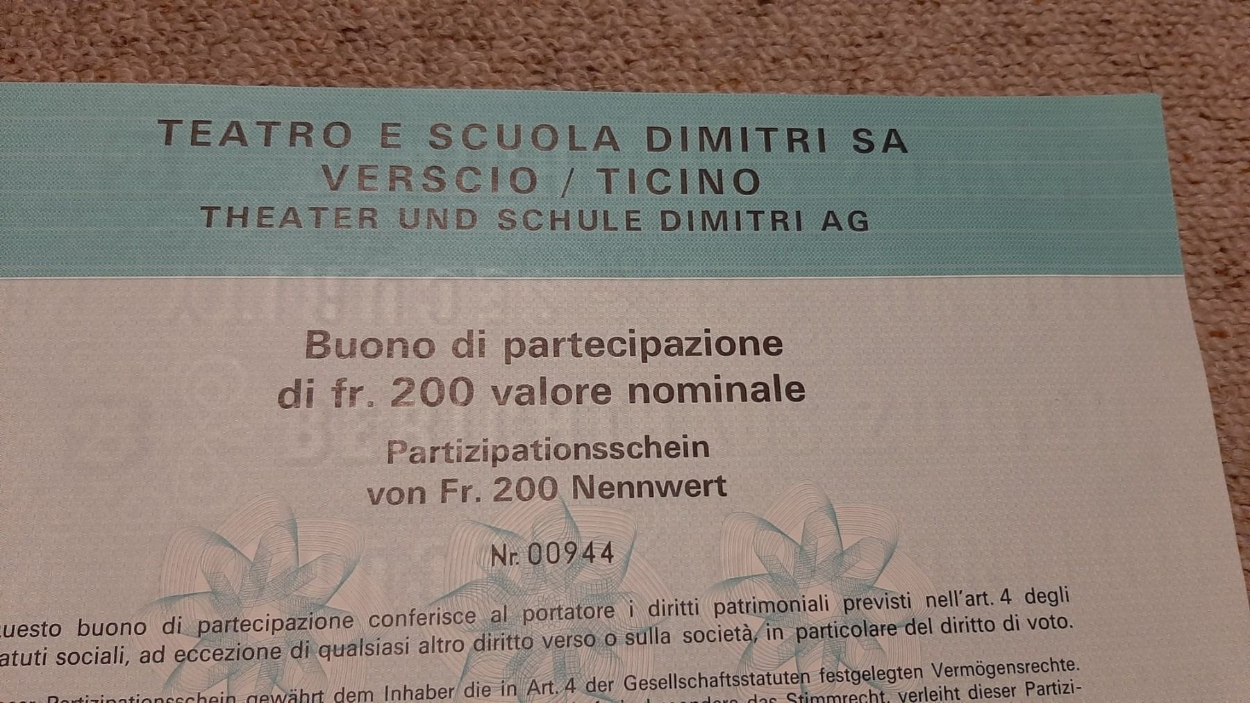 Documenti: Teatro e scuola Dimitri SA, Verscio‪ – Nuovo (secondo la descrizione) da Porza venduto da ulletta1 1