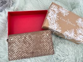 Neu_Cole Haan metallic bronze snakeskin-patterned wallet
