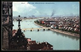 Basel, Blick vom Münsterturm rheinabw