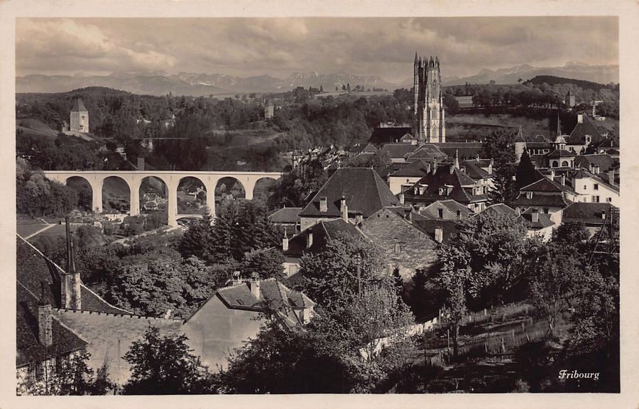 Cartoline postali: Fribourg, vers 1930 – Usato da Frauenfeld venduto da POML