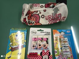 Schreibwaren Set Etui Radierer Anspitzer neu Notizblock