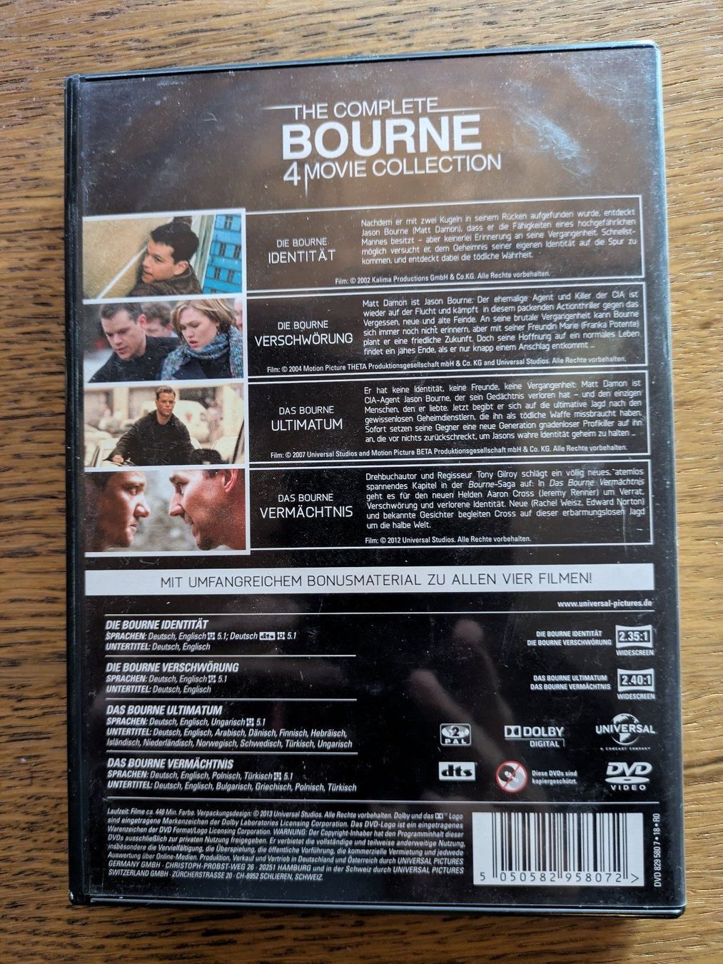 Tutti i DVDs: Bourne Collection DVD-Box mit 4 Filmen – Usato da Männedorf venduto da Pacer19 1