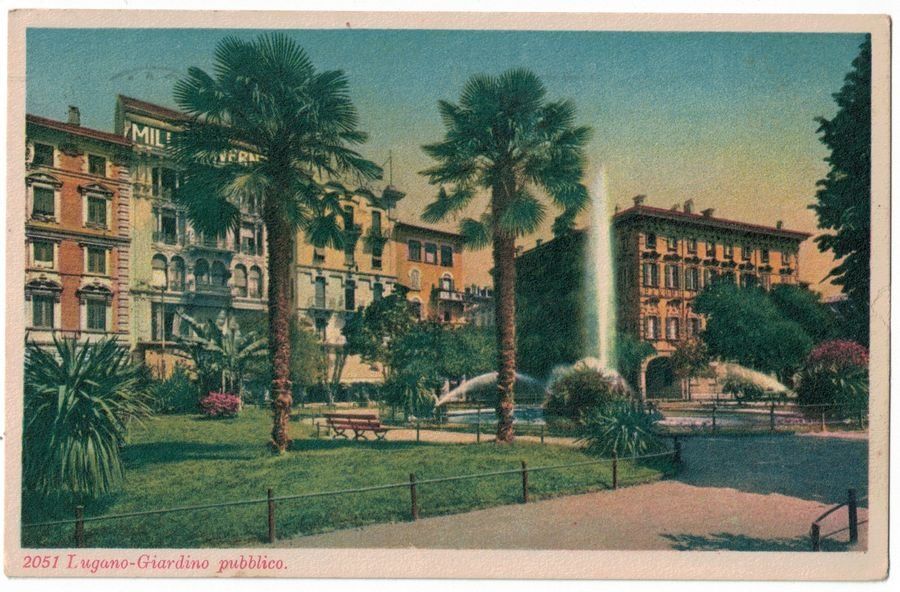 Cartoline postali: Lugano, giardino pubblico, circolata 1927 – Usato da Frauenfeld venduto da POML