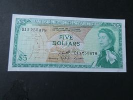 East Caribbean, 5 Dollars   - ungefaltet