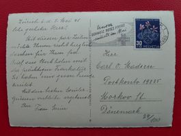 1947: J124 Einzelfrankatur DÄNEMARK +Karte mit TRAM (ZÜRICH)