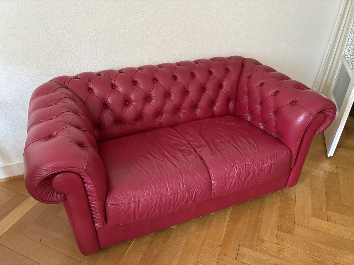Sofas: Rotes Ledersofa – Gebraucht aus Basel von vanelli35 1