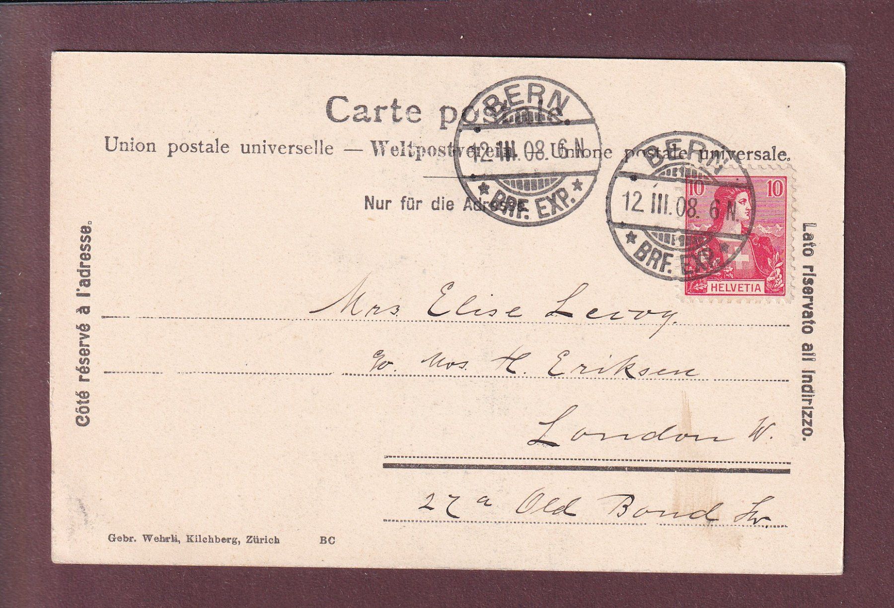 Cartoline postali: BERN - Bundespalast - Mittelbau - 1908 – Usato da Pully venduto da nicecards 1