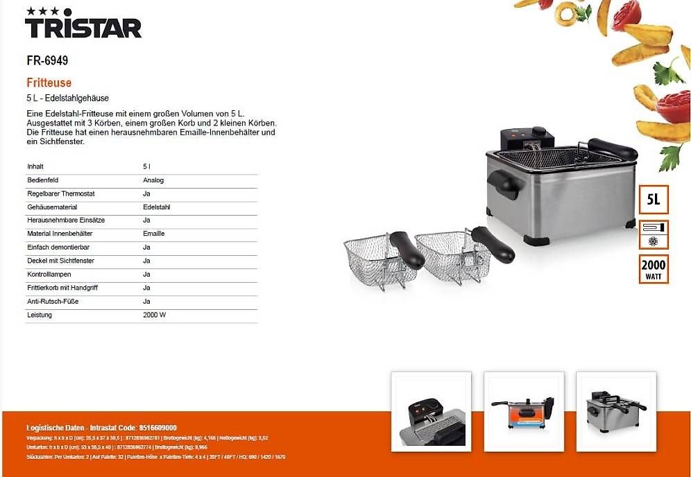 Elettrodomestici da cucina: Tristar Fritteuse  NEU - FR-6949 – Nuovo e nell'imballaggio originale da Opfikon venduto da Trodat5430 5