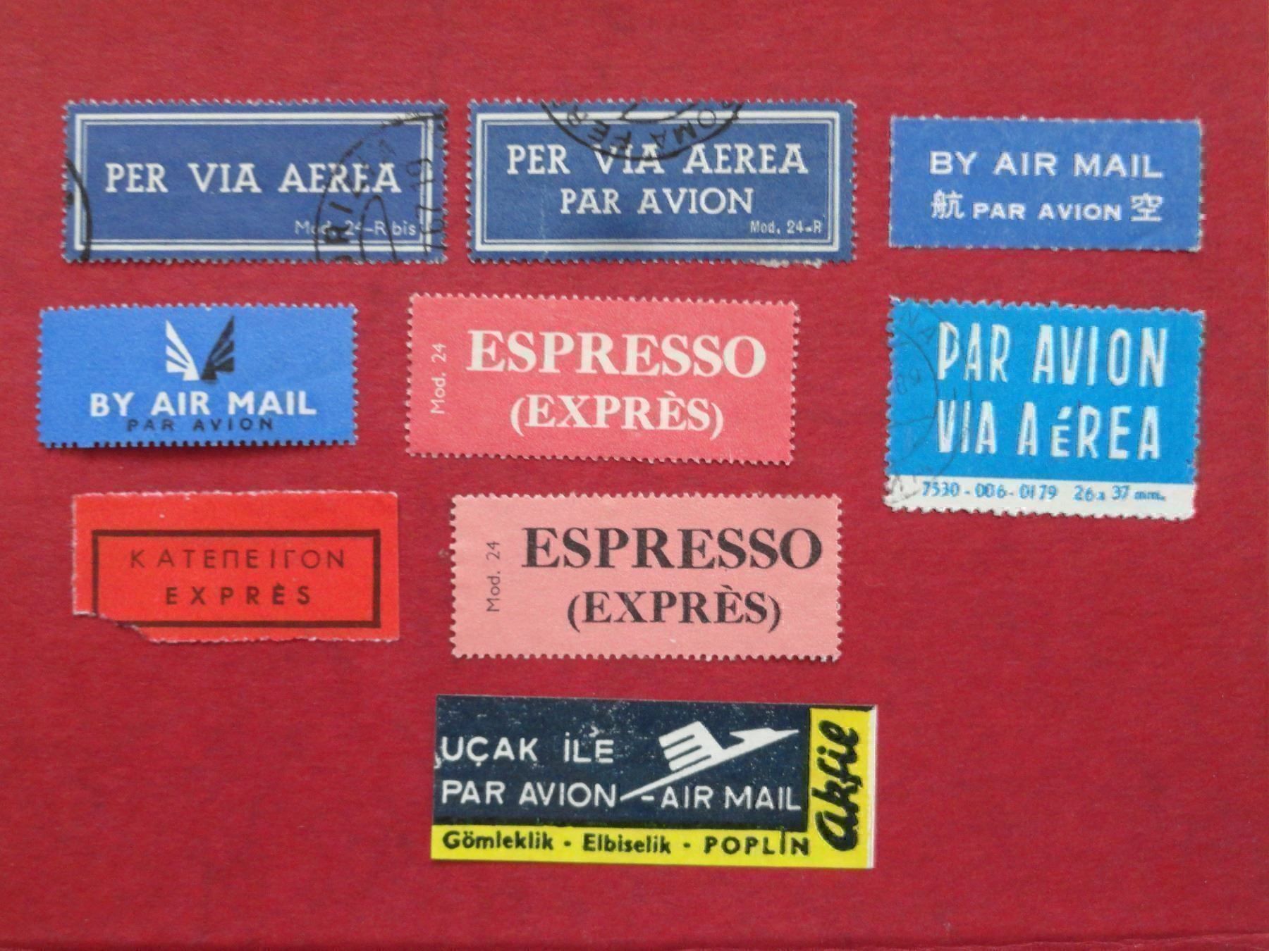 Alle Briefmarken: 11 Express- und Flugpostkleber – Gebraucht aus stäfa von brandy66