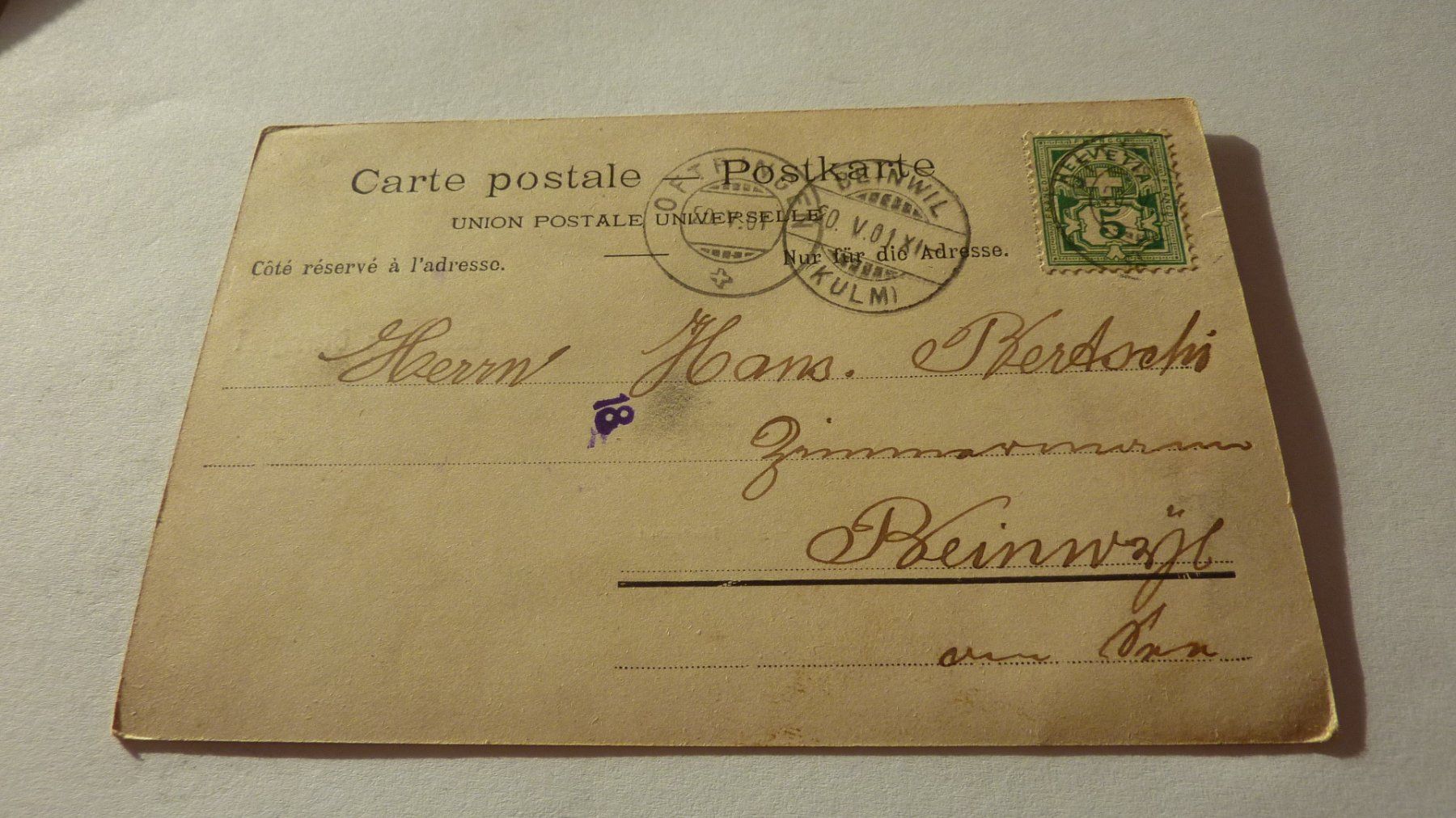 Ansichtskarten: Uralte Ansichtskarte : Oftringen , 5 ver. Teilansichten 1901 – Gebraucht aus Birrwil von Schnaepli 1