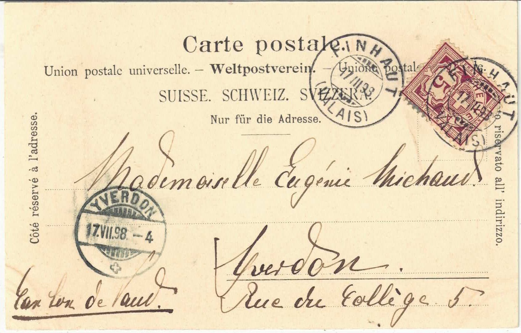 Ansichtskarten: Vallee de Finshauts 1898 – Gebraucht aus Ettingen von Kartenplanet 1