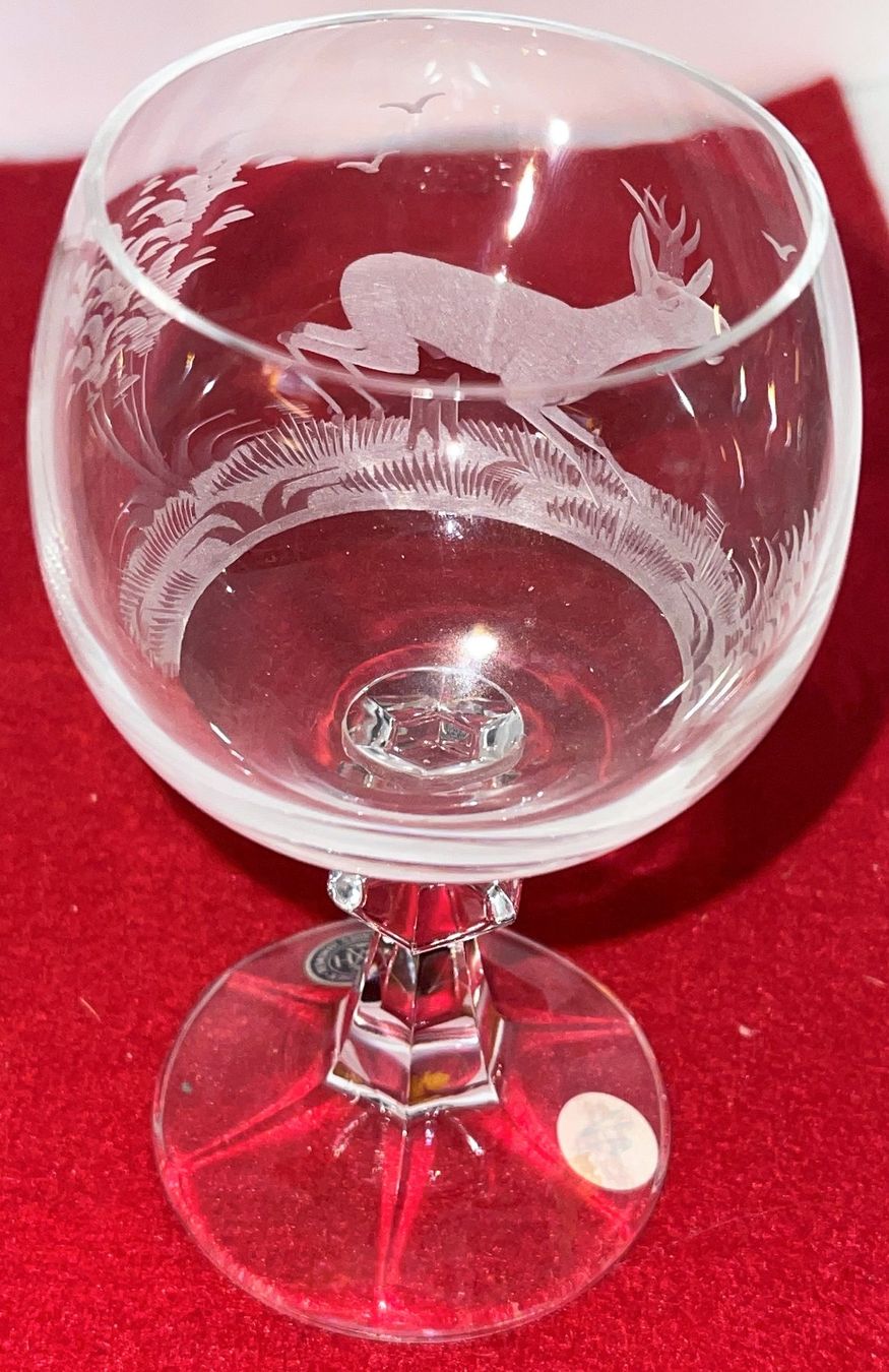 Verres: Weinglas mit Hirsch aus Kristallglas – Neuf (Voir description) à Lutzenberg par Pinschi01 1