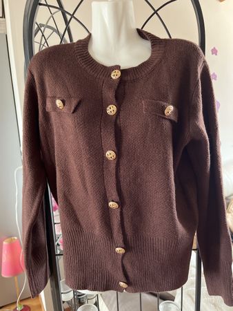 Gilet cardigan Femme Brun Boutons Dorés M neuf