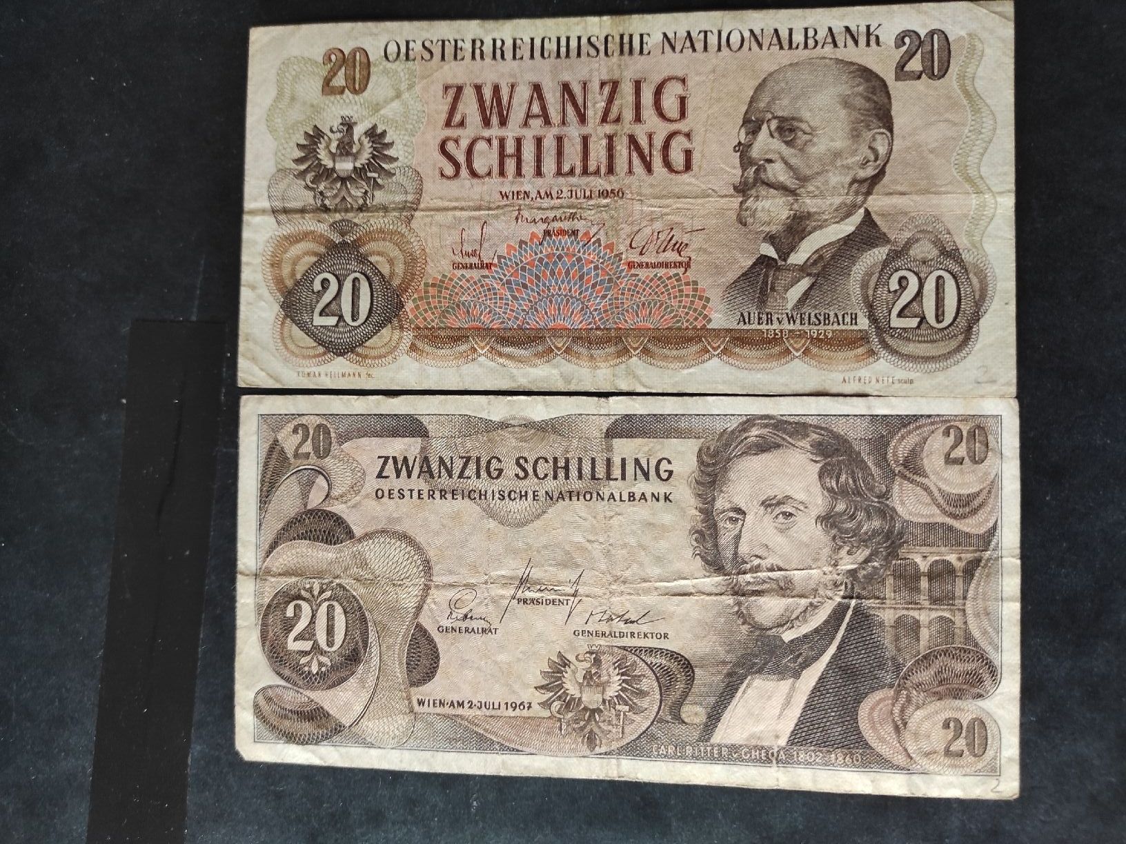 Banknoten: 2 billetsde 20 schilling Autriche différents – Gebraucht aus Couvet von lulul