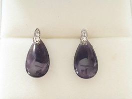 Tropfenform Amethyst Silber 925 Ohrringe