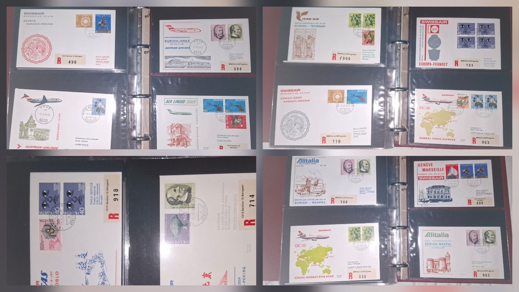 Tutti i francobolli: 100 Flugbelege / Swissair 1974  – Usato da Balgach venduto da SIMEON27 6