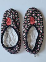 Hausschuh Cotton, Blumenmuster Gr. S 35-37 Vintage Korea