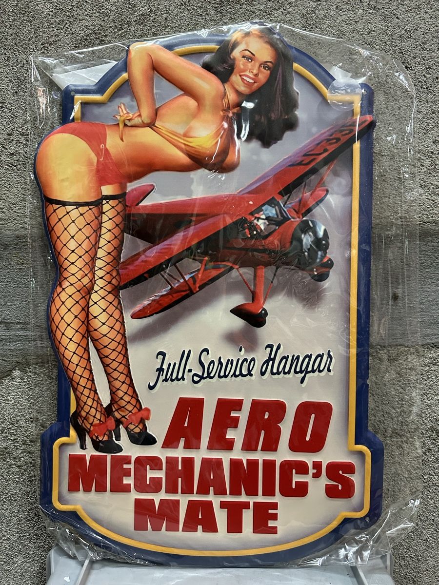 Insegne: Aero mechanics pin up Doppeldecker Flugzeug – Nuovo (secondo la descrizione) da Reinach AG venduto da rares75
