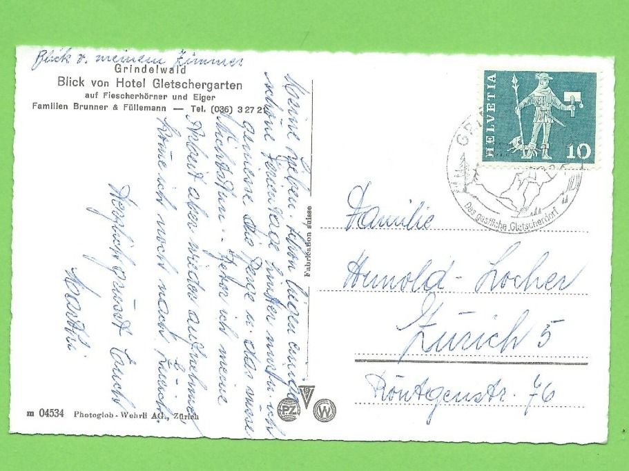 Cartoline postali: Grindelwald, Blick von Hotel Gletschergarten – Usato da Zürich venduto da t24_de 1