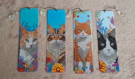 Marques-pages 'Chats avec ciel bleu" en diamond painting neu